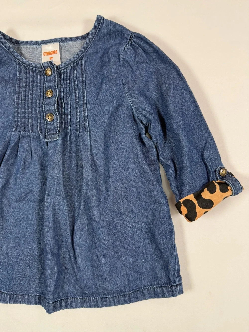 GYMBOREE Girls Chambray Tunic Top 2T Wild One Boho Western Leopard Print Rodeo